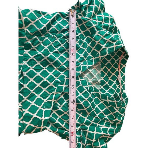 Boden Green White Geometric Lara Wrap Tea Picnic Short Sleeve Dress 8L - Picture 13 of 16